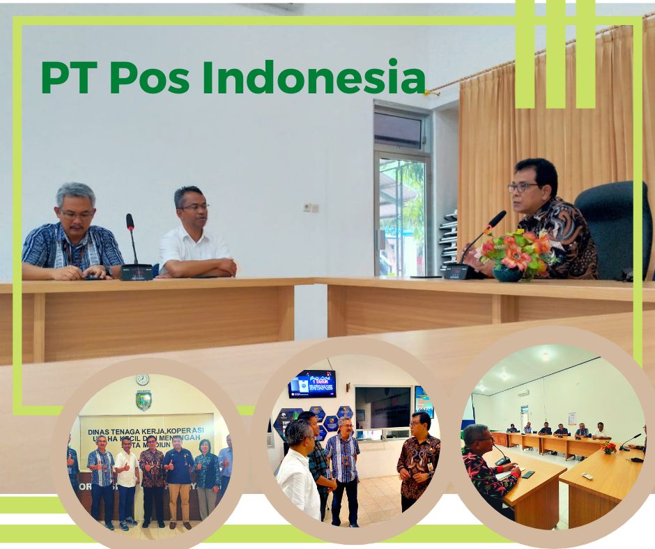 Dinas Tenaga Kerja, Koperasi Usaha Kecil dan Menengah Kota Madiun kedatangan tamu dari PT Pos Indonesia
